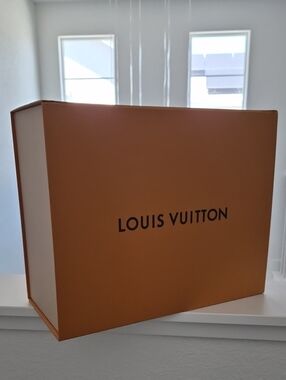 Louis Vuitton Large handbag Purse Gift Box Orange Black Logo Home Decor Storage